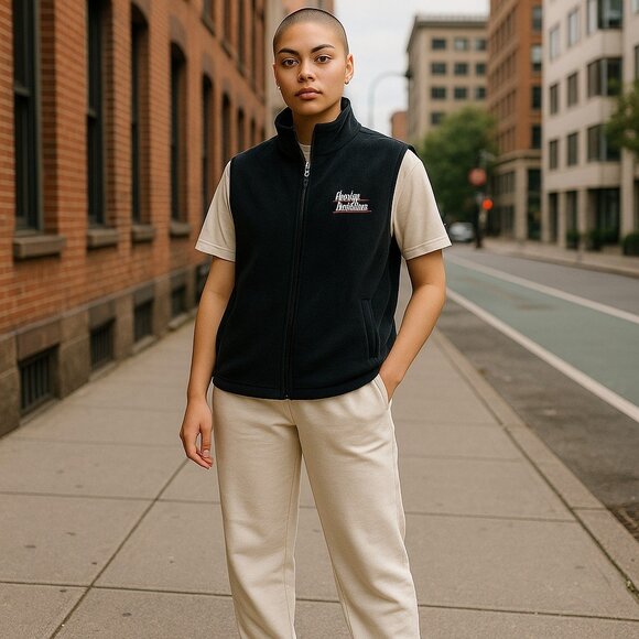 Harley-Davidson Women’s Vest Size M Black Fleece Full Zip Biker Motorcycle Logo - Picture 9 of 13